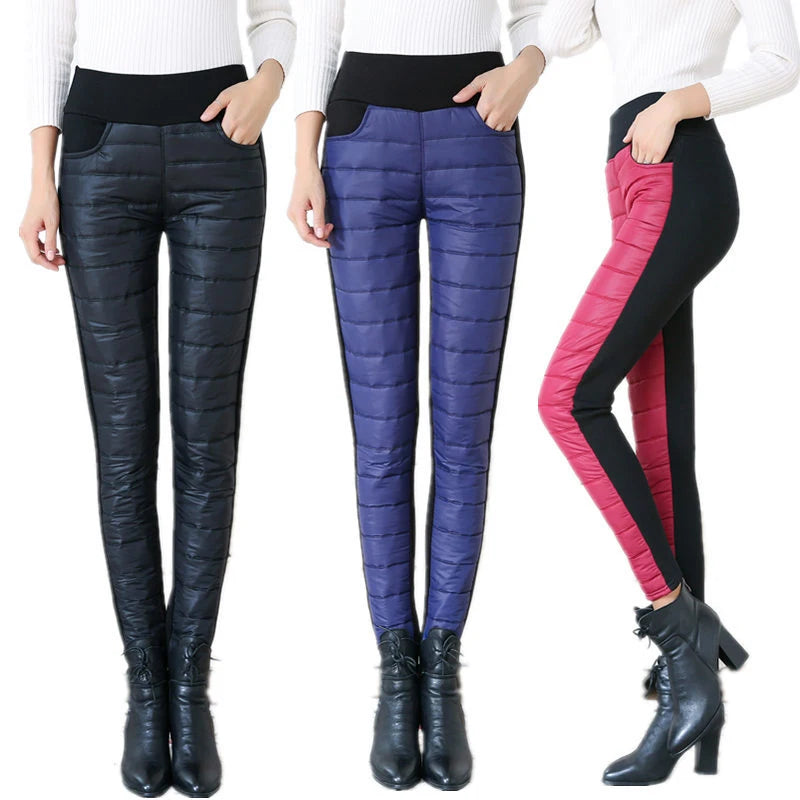 Women’s Winter Warm Ski Trousers High Waist Down Pants