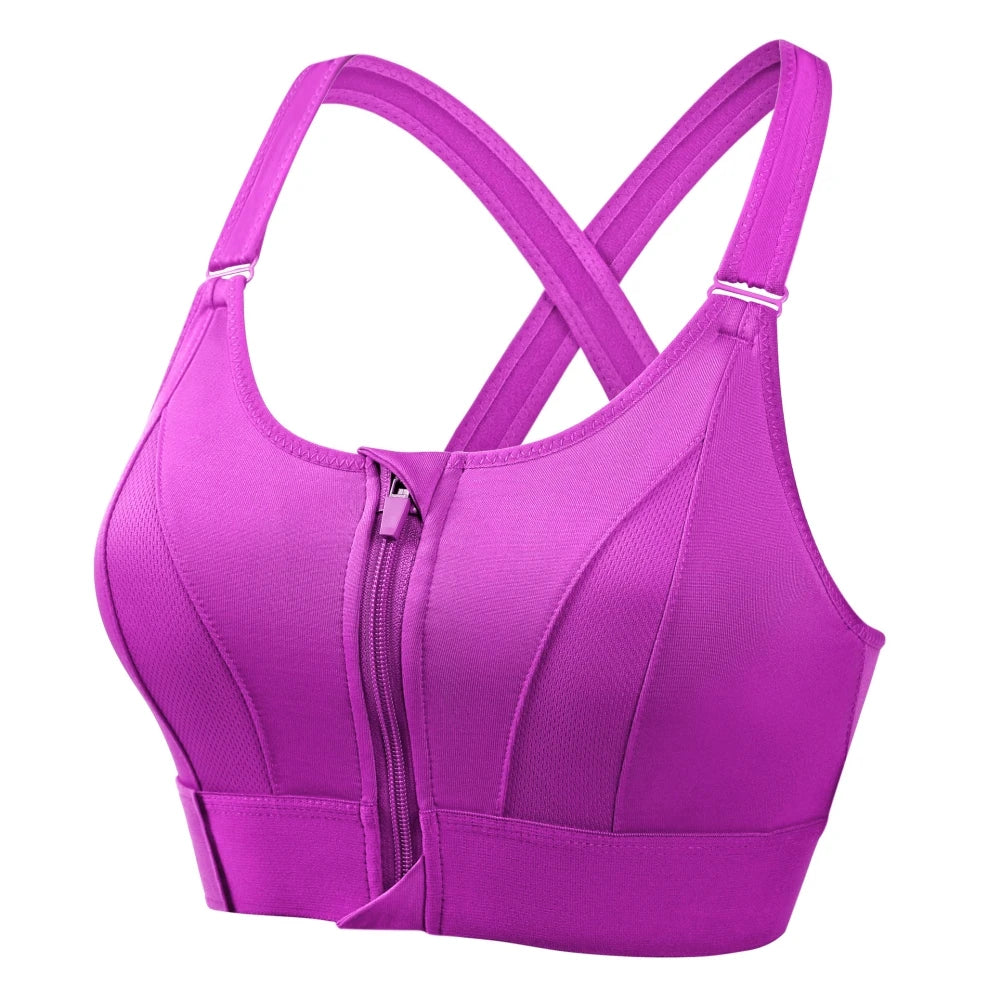 Women's Front Zipper Shockproof Sports Bra