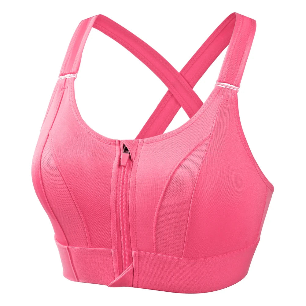 Women's Front Zipper Shockproof Sports Bra