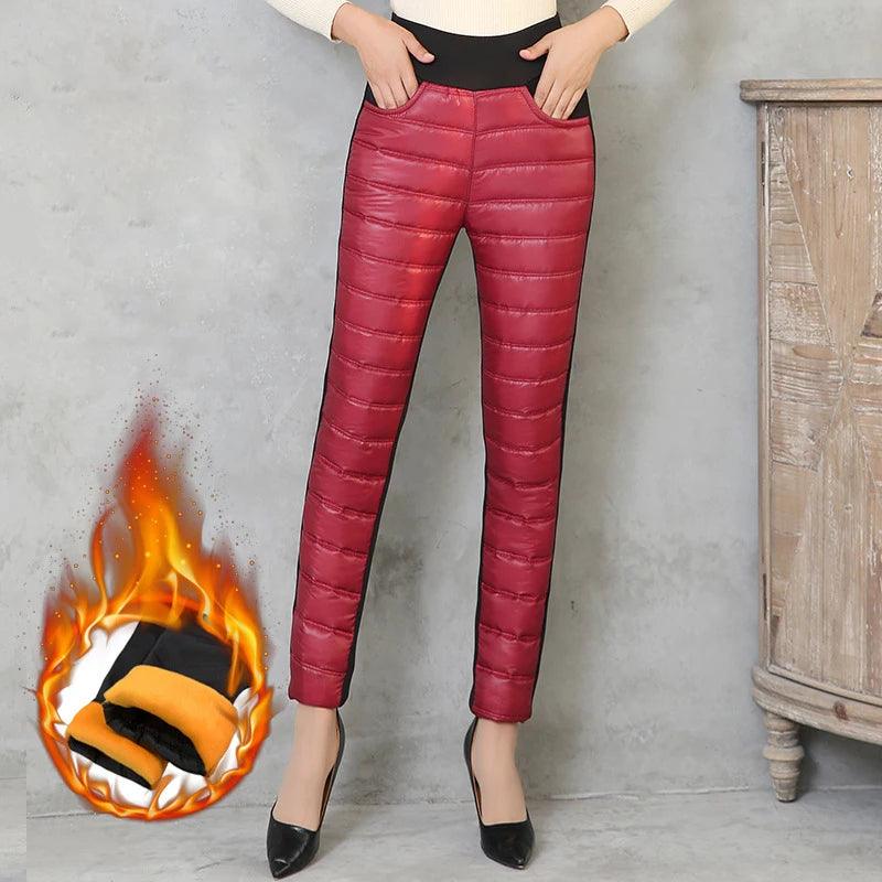 Women’s Winter Warm Ski Trousers High Waist Down Pants