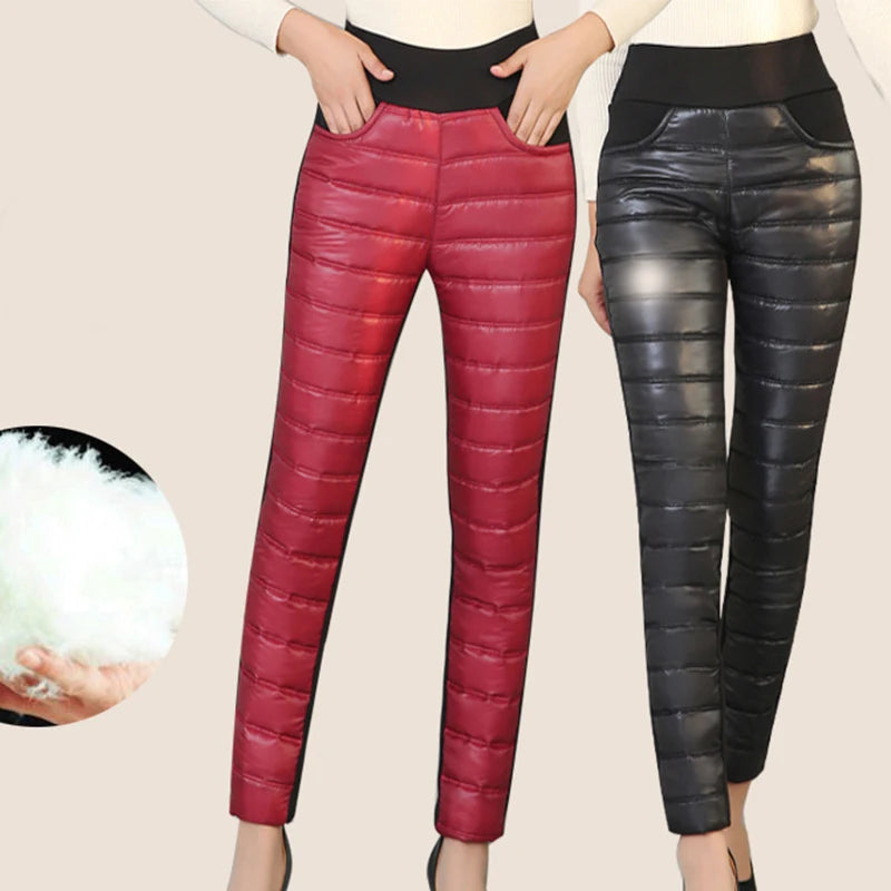 Women’s Winter Warm Ski Trousers High Waist Down Pants