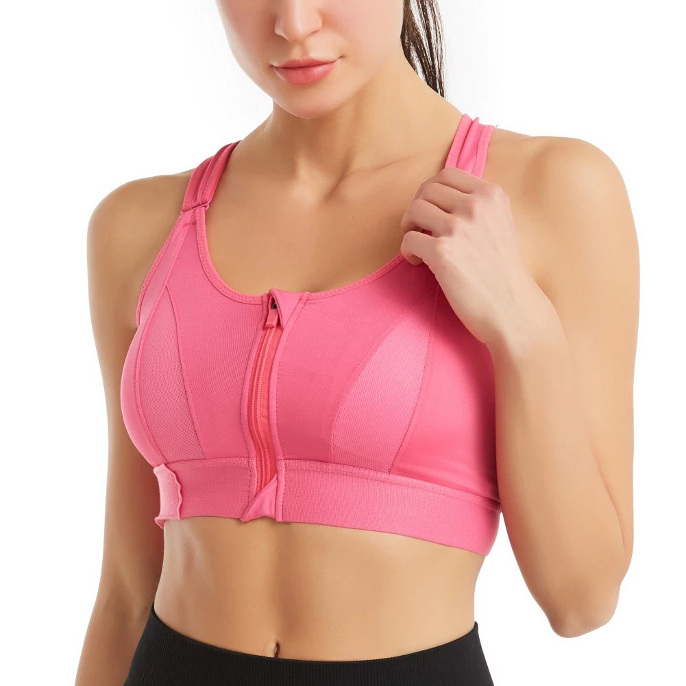 Women's Front Zipper Shockproof Sports Bra