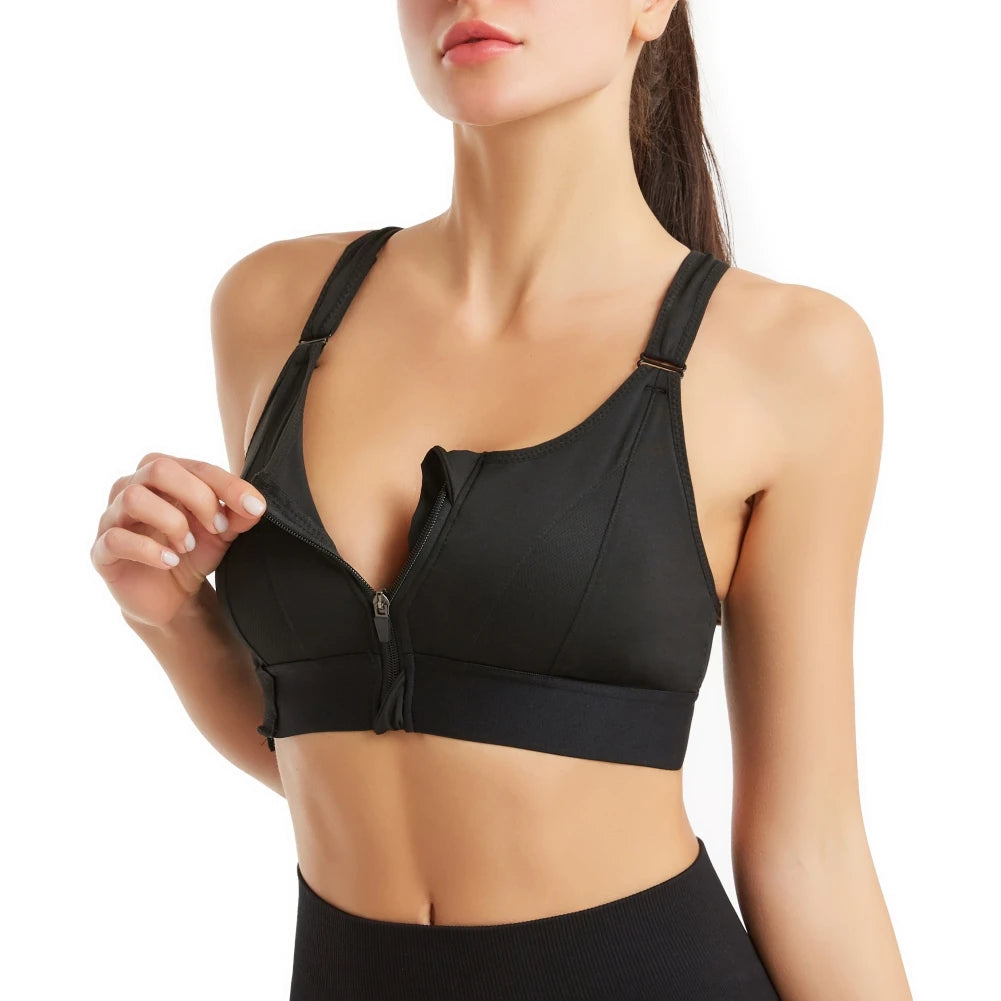 Women's Front Zipper Shockproof Sports Bra