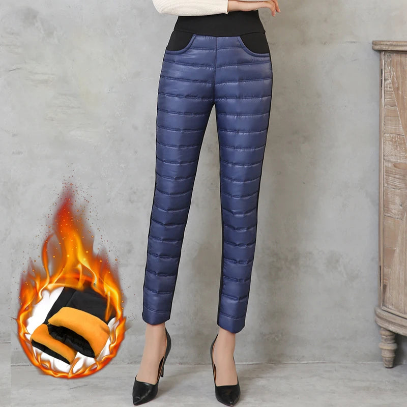 Women’s Winter Warm Ski Trousers High Waist Down Pants