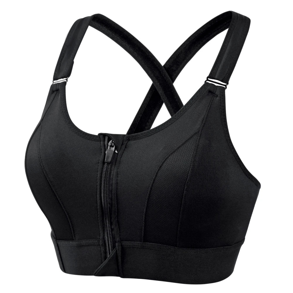 Women's Front Zipper Shockproof Sports Bra