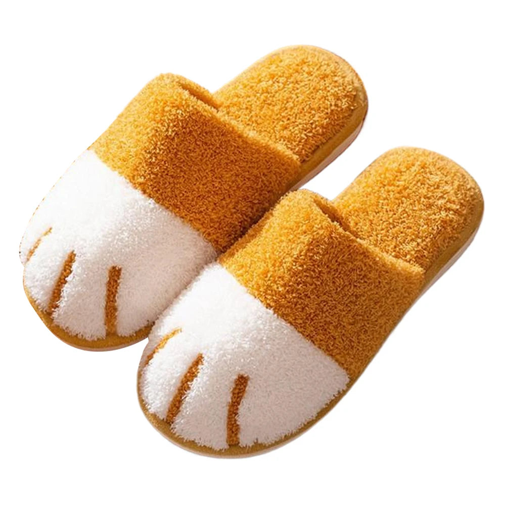 Plush Cat Paw Anti-Slip Thermal Slippers