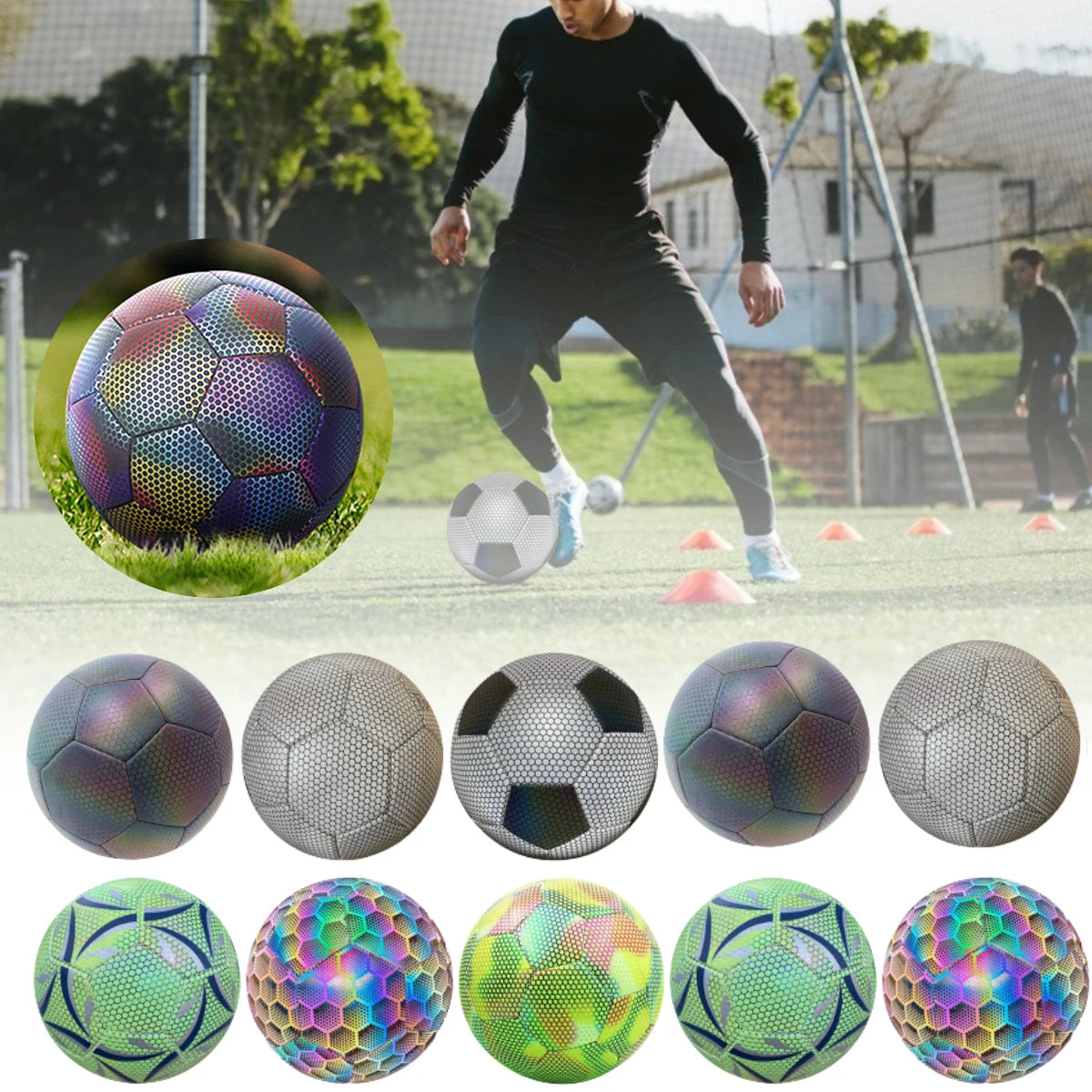 Luminous Reflective Soccer Ball – Size 5, Glow in the Dark