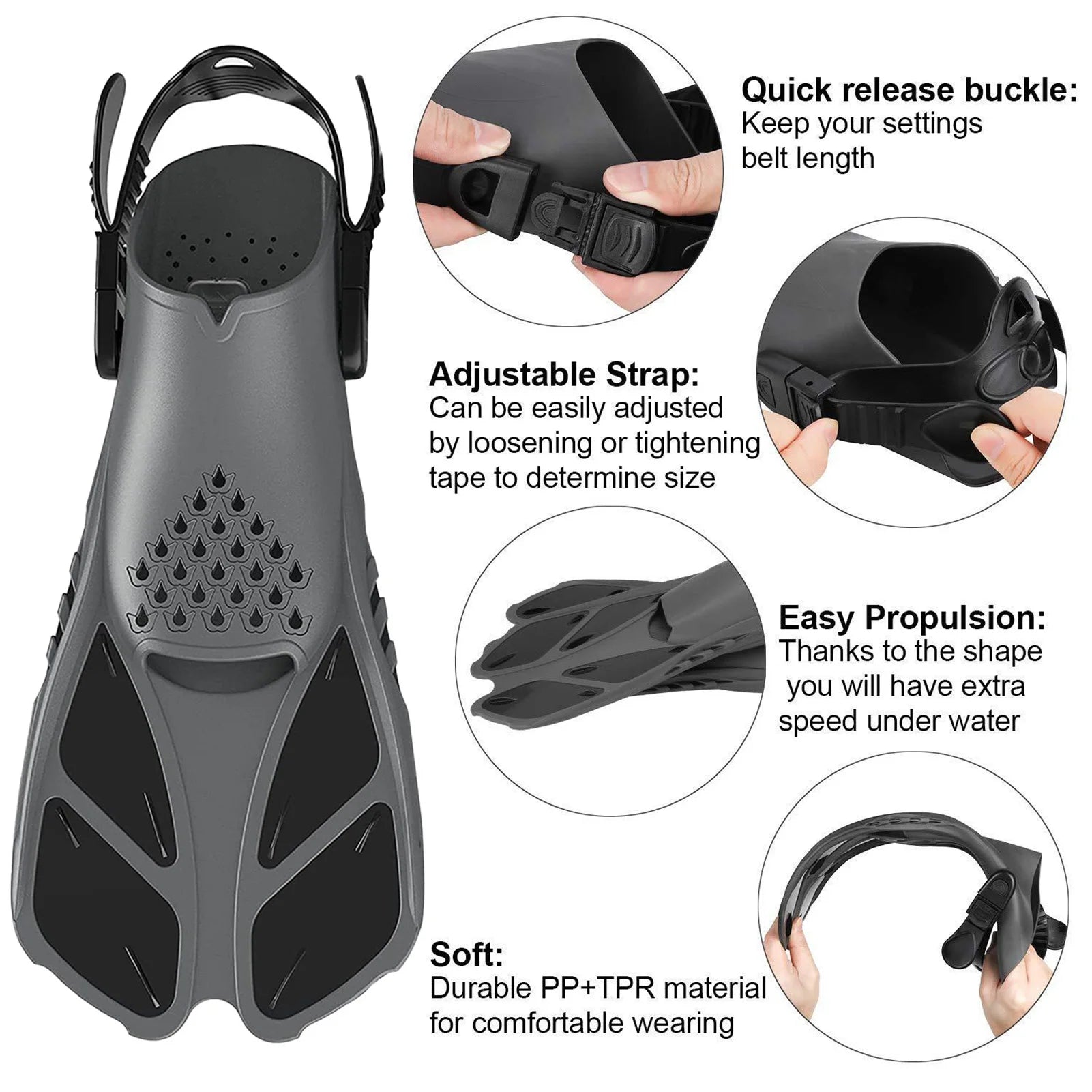 MIAO Adult Snorkeling Swim Fins – Comfortable & Lightweight