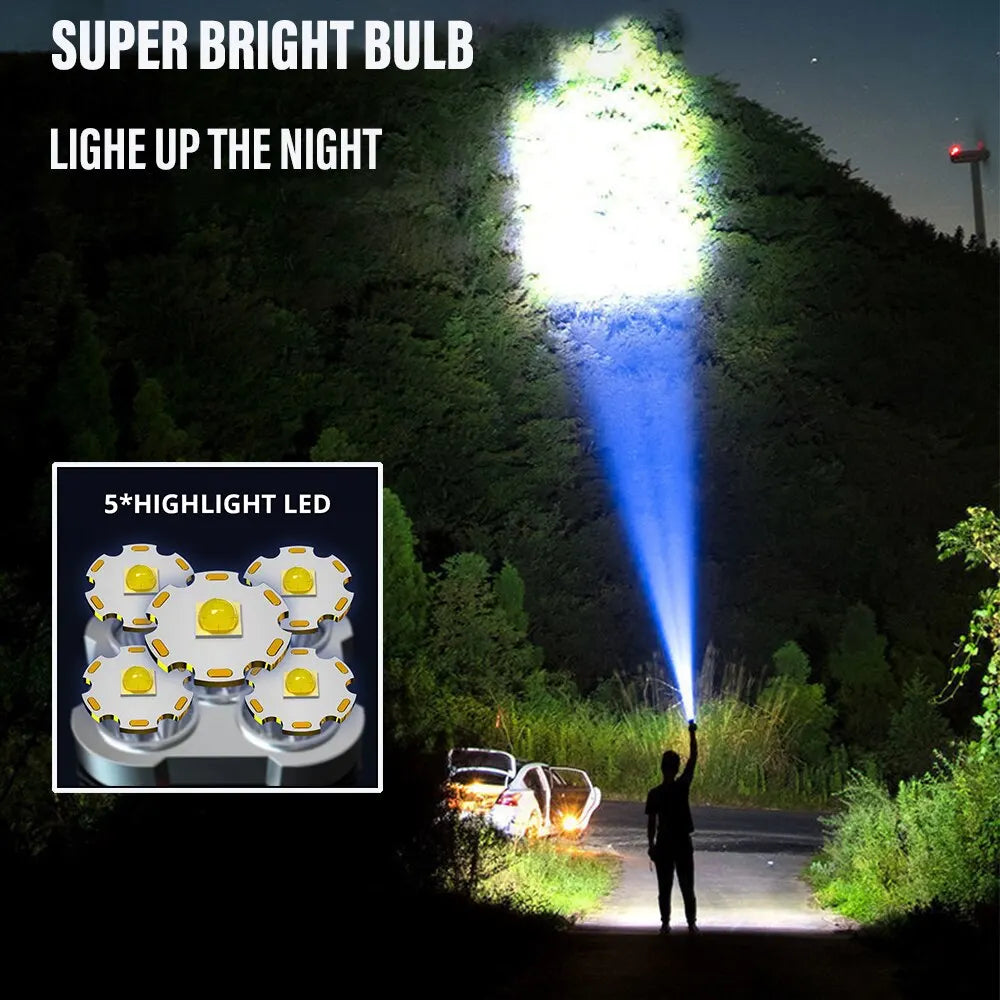 5LED High Power Rechargeable Camping Flashlight with Side Light