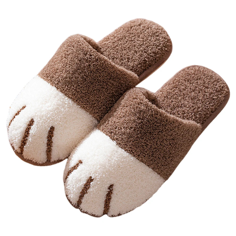 Plush Cat Paw Anti-Slip Thermal Slippers