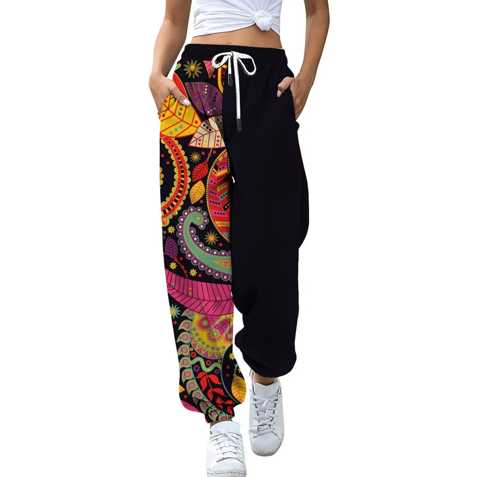 Loose Jogging Pants for Women – High Waisted Fashion Print Athletic Joggers