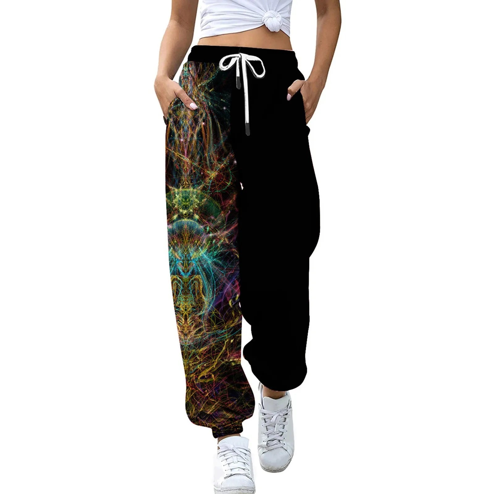 Loose Jogging Pants for Women – High Waisted Fashion Print Athletic Joggers