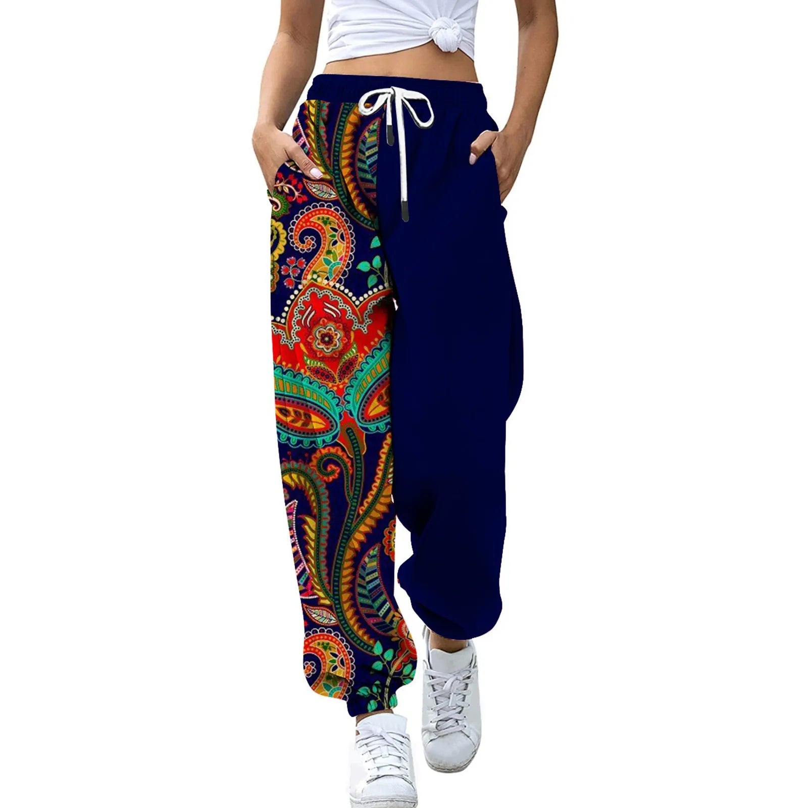 Loose Jogging Pants for Women – High Waisted Fashion Print Athletic Joggers