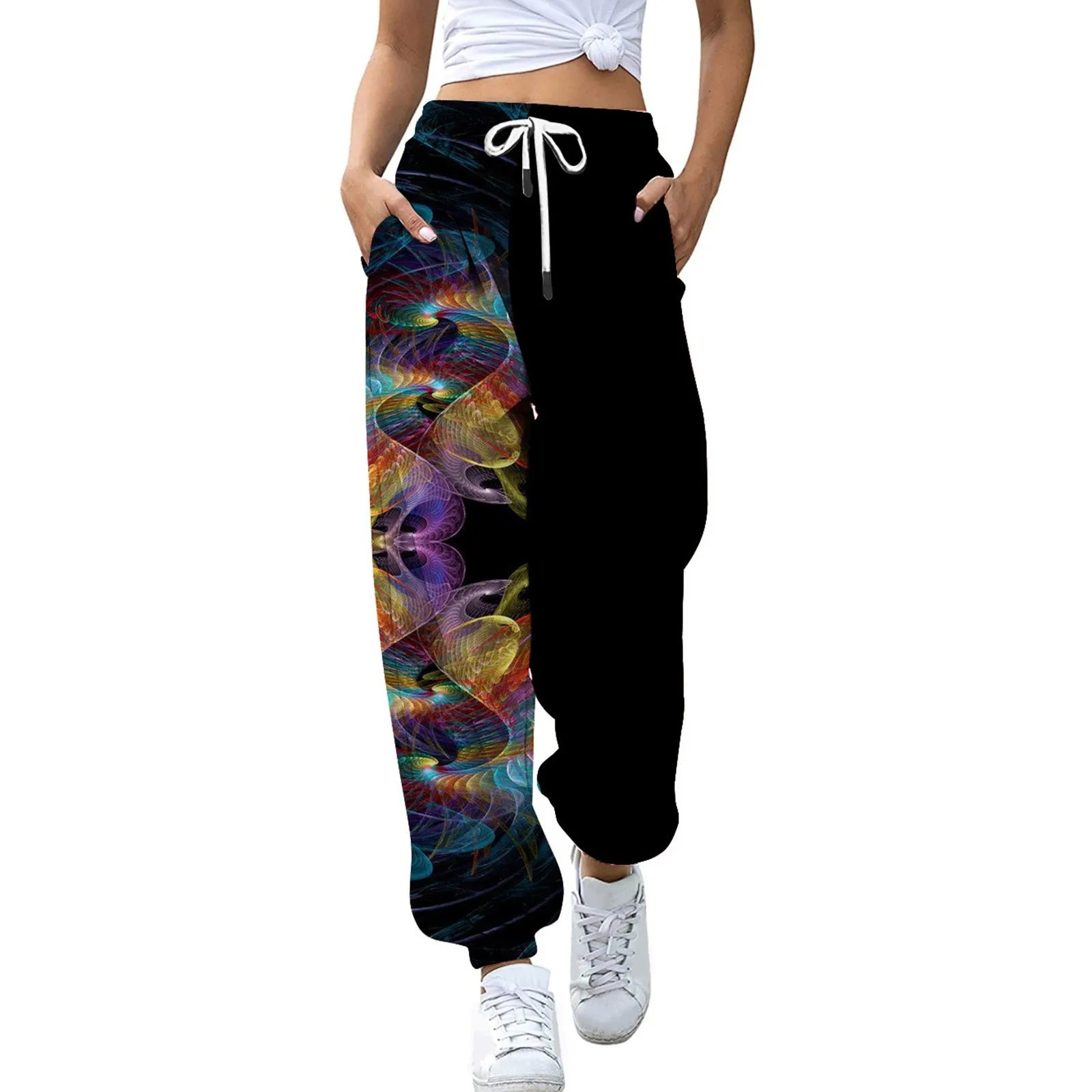 Loose Jogging Pants for Women – High Waisted Fashion Print Athletic Joggers