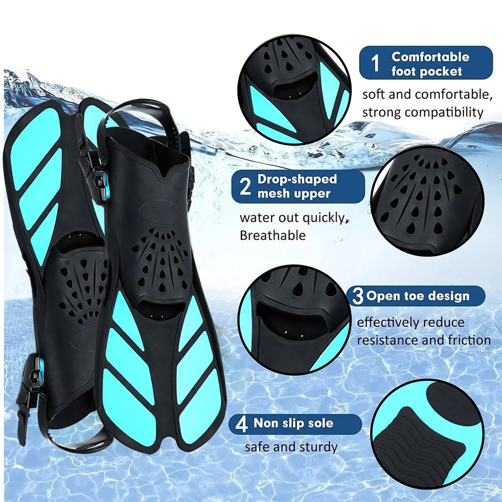 MIAO Adult Snorkeling Swim Fins – Comfortable & Lightweight