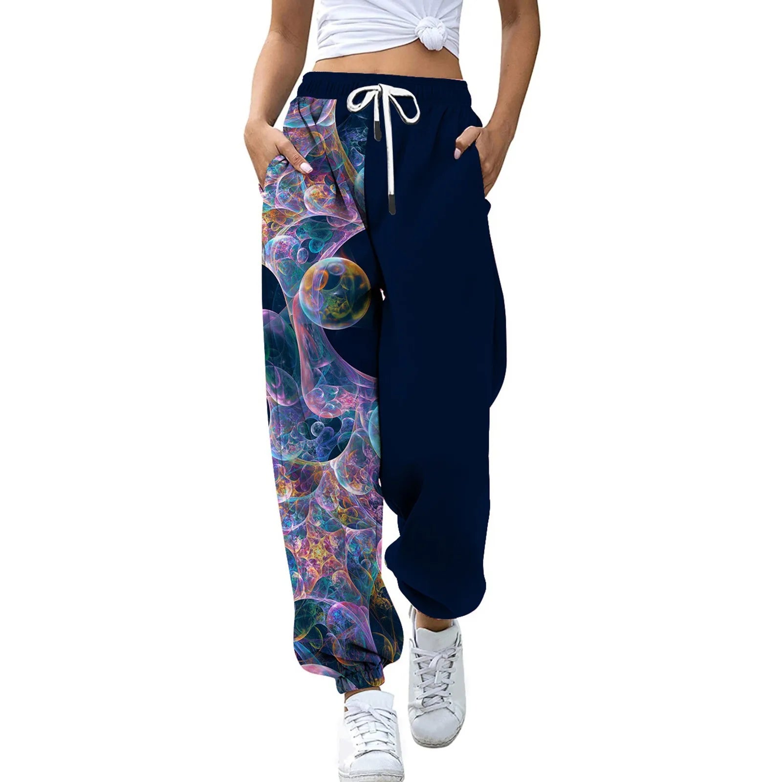 Loose Jogging Pants for Women – High Waisted Fashion Print Athletic Joggers