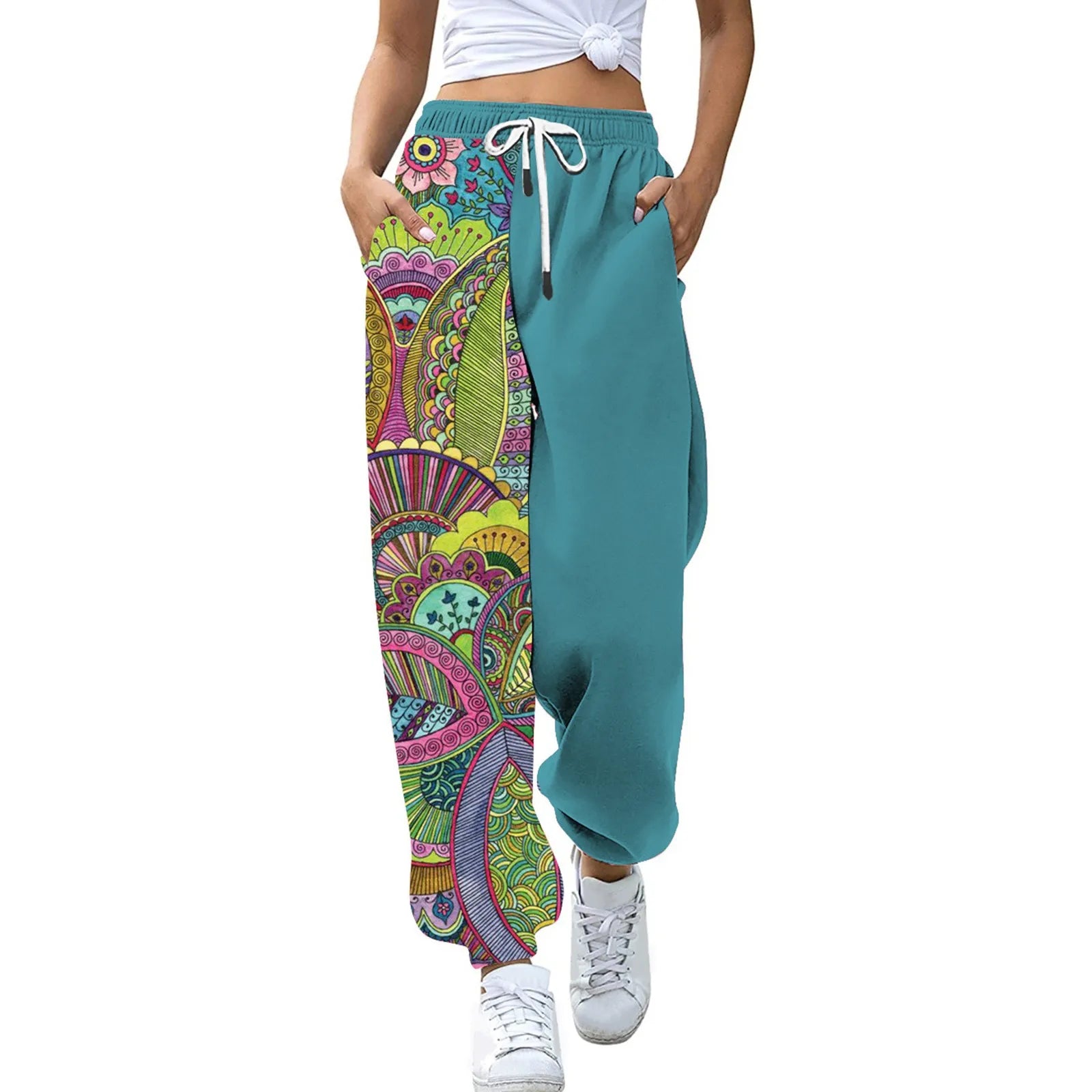 Loose Jogging Pants for Women – High Waisted Fashion Print Athletic Joggers