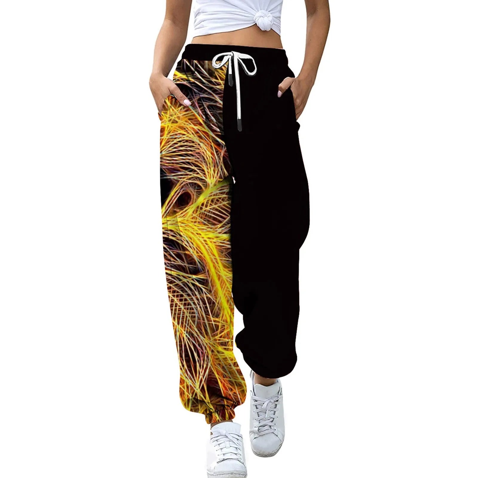 Loose Jogging Pants for Women – High Waisted Fashion Print Athletic Joggers