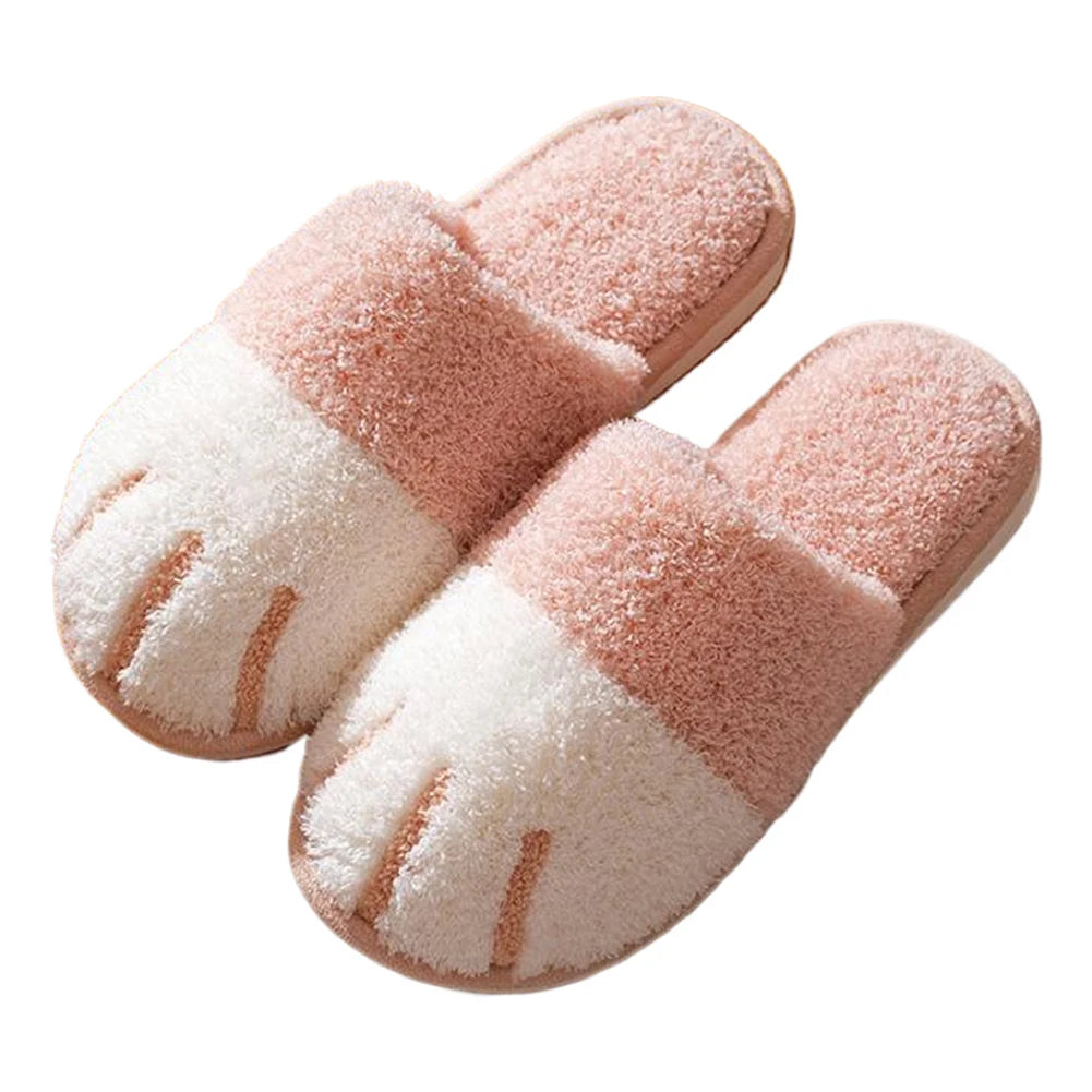 Plush Cat Paw Anti-Slip Thermal Slippers