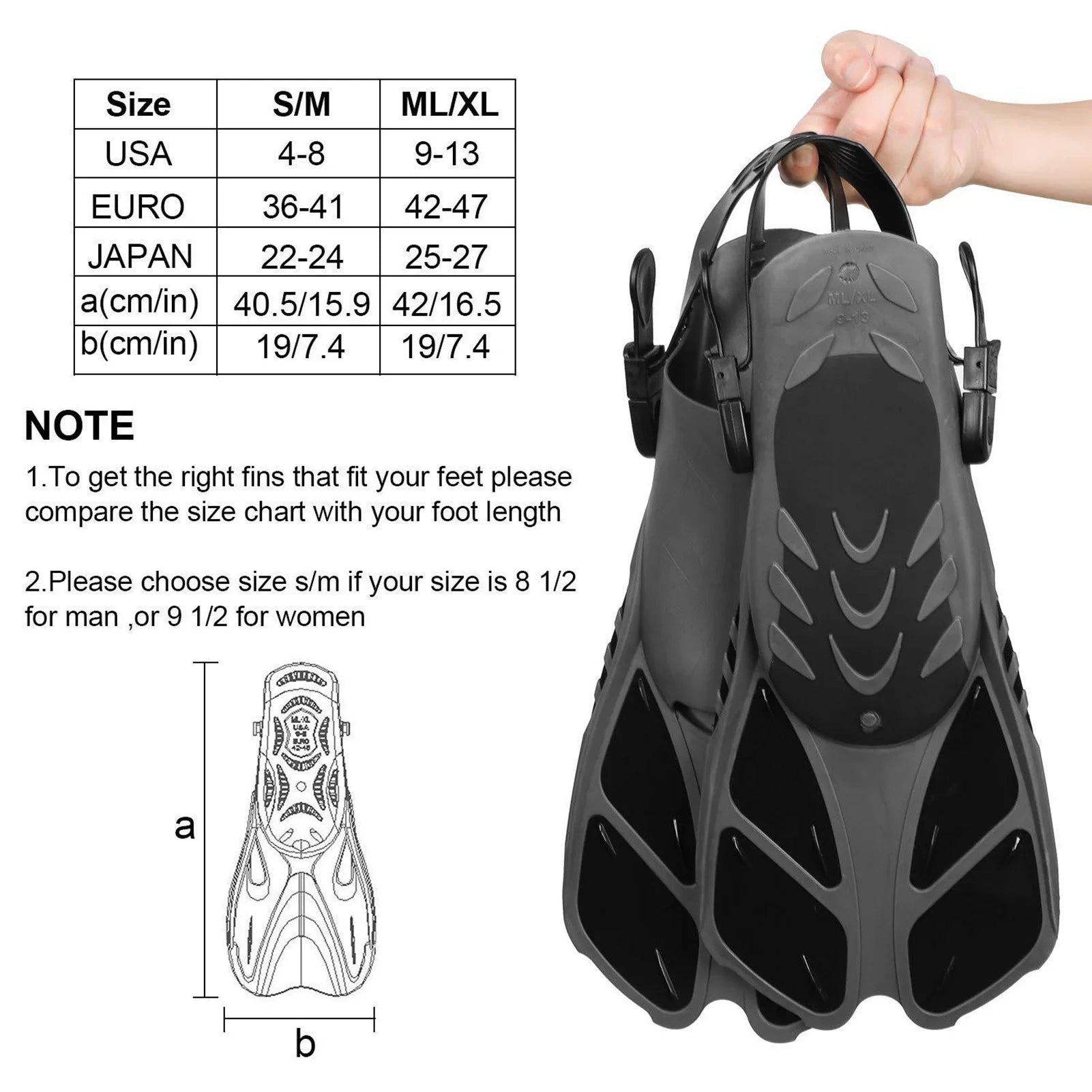 MIAO Adult Snorkeling Swim Fins – Comfortable & Lightweight