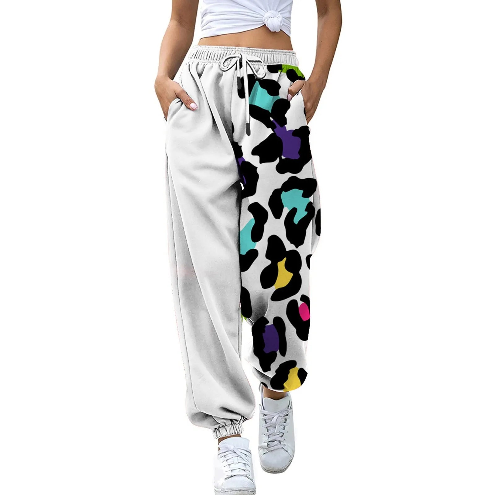 Loose Jogging Pants for Women – High Waisted Fashion Print Athletic Joggers